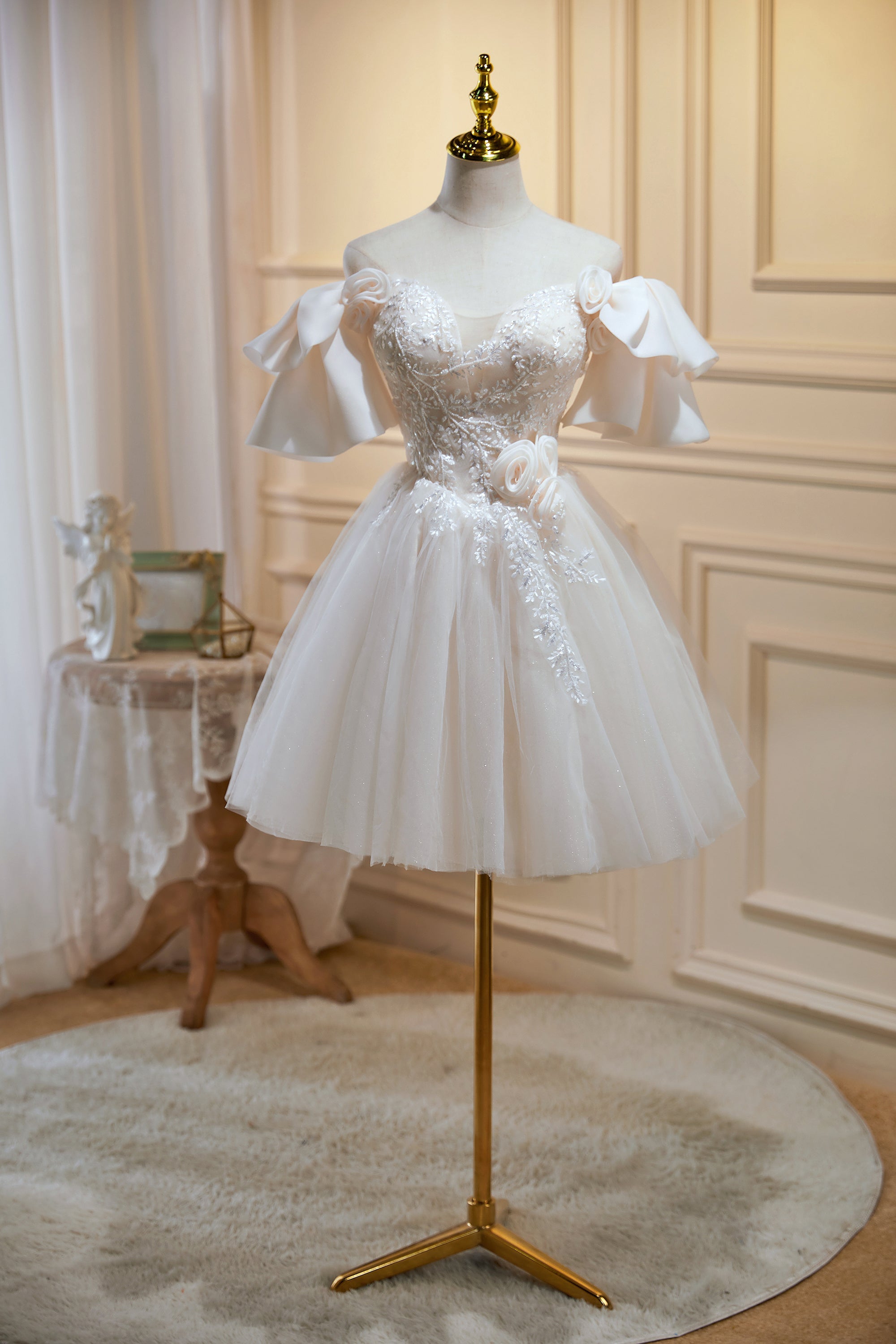 Off The Shoulder Tulle A Line Short Homecoming Dresses Off The Shoulder Tulle A Line Short Homecoming Dresses