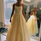 Chic Yellow Long Backless Prom Dresses For Teens Charming Party Dresses M1014