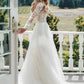 Chic Long Backless Ivory Wedding Dresses With Sleeves Charming Bridal Gown