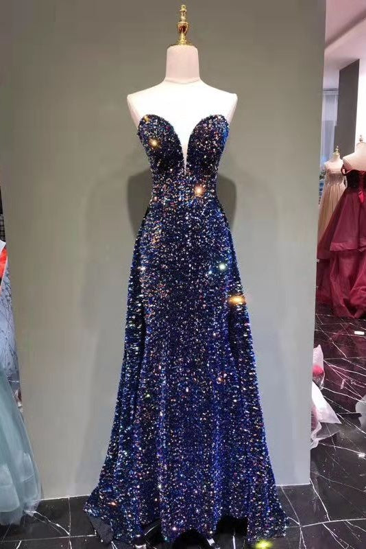Chic Long Strapless Sparkly Tight Prom Dresses Formal Party Dresses Chic Long Strapless Sparkly Tight Prom Dresses Formal Party Dresses