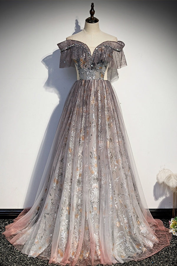 Gorgeous Long Off The Shoulder A-Line Tulle Prom Dresses Cute Dresses Gorgeous Long Off The Shoulder A-Line Tulle Prom Dresses Cute Dresses