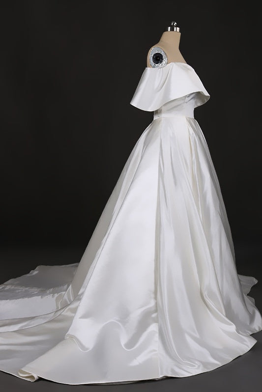 Ombreprom Wedding Dress Vintage Simple Style Satin Ivory Bridal Gown Ombreprom Wedding Dress Vintage Simple Style Satin Ivory Bridal Gown