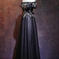 Beauty Off The Shoulder Floor Length Lace Up Long Black Prom Dresses With Appliques