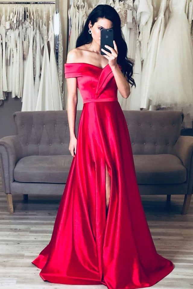 Unique Off The Shoulder Elegant Simple Long Front Split Prom Dresses Evening Dresses Unique Off The Shoulder Elegant Simple Long Front Split Prom Dresses Evening Dresses