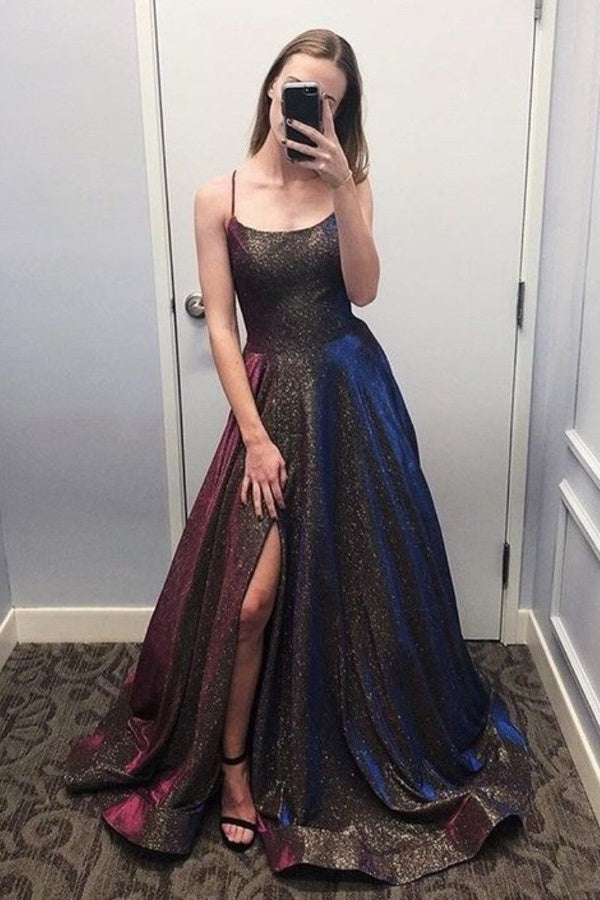Affordable Simple Spaghetti Straps Long A-line Prom Dresses Sparkly Party Dresses Affordable Simple Spaghetti Straps Long A-line Prom Dresses Sparkly Party Dresses
