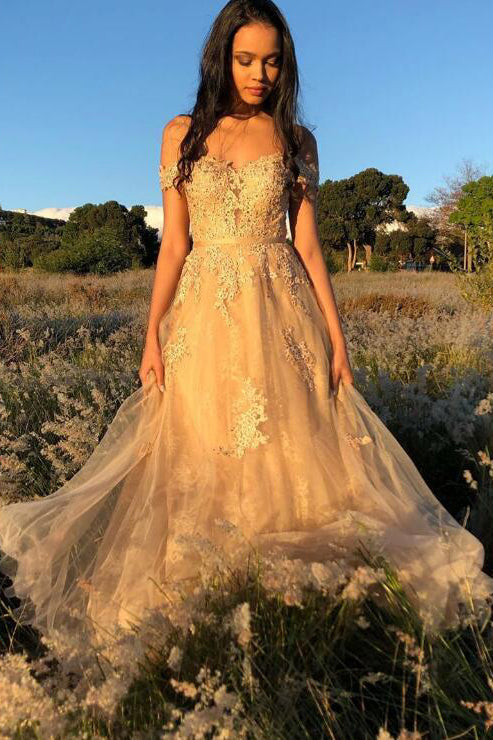 School Dance Dresses Off Shoulder Formal Evening Dresses Tulle Long Prom Dresses with Applique and Beading School Dance Dresses Off Shoulder Formal Evening Dresses Tulle Long Prom Dresses with Applique and Beading