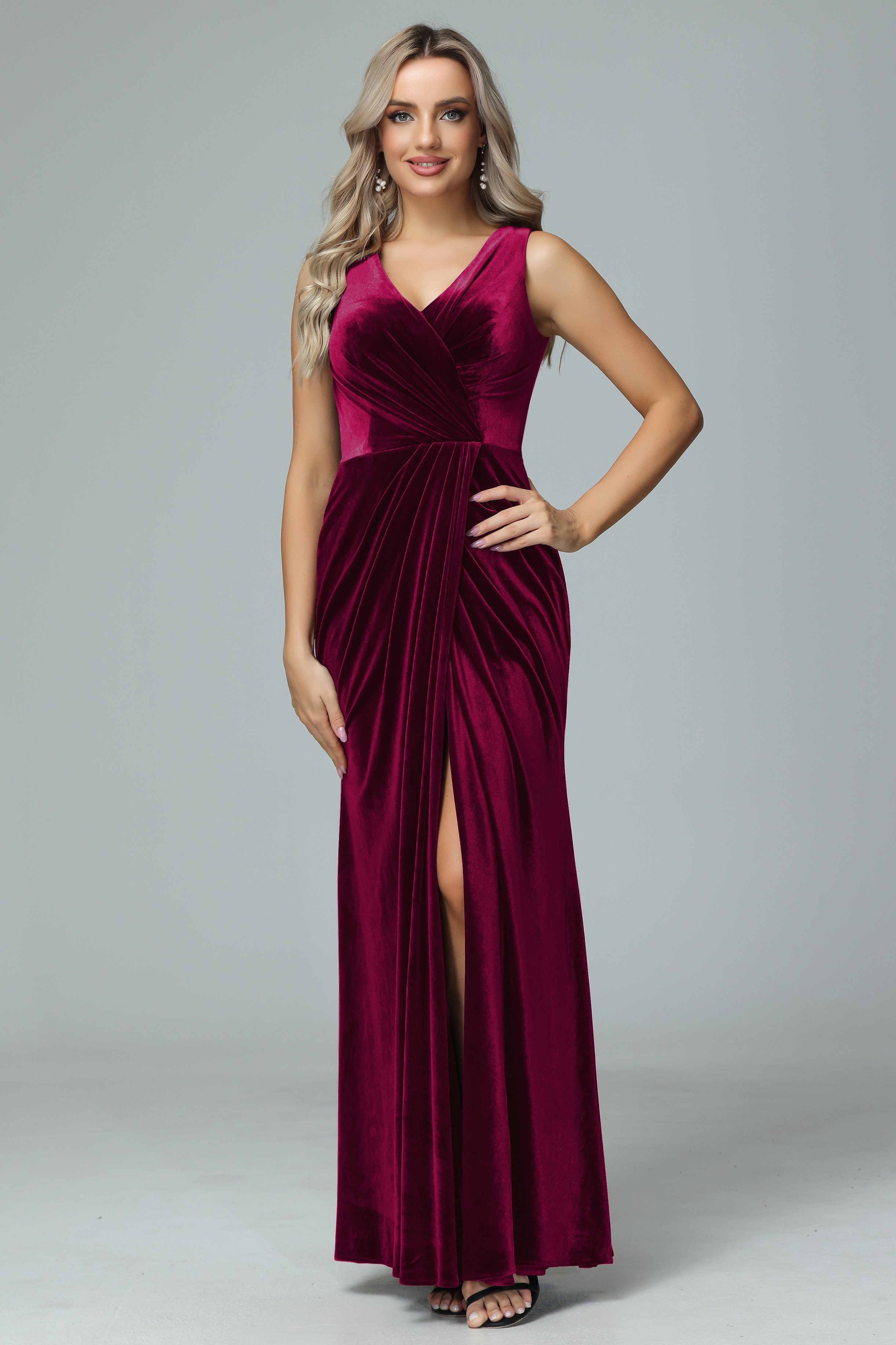 Sheath V-neck Velvet Formal Bridesmaid Dresses Sheath V-neck Velvet Formal Bridesmaid Dresses