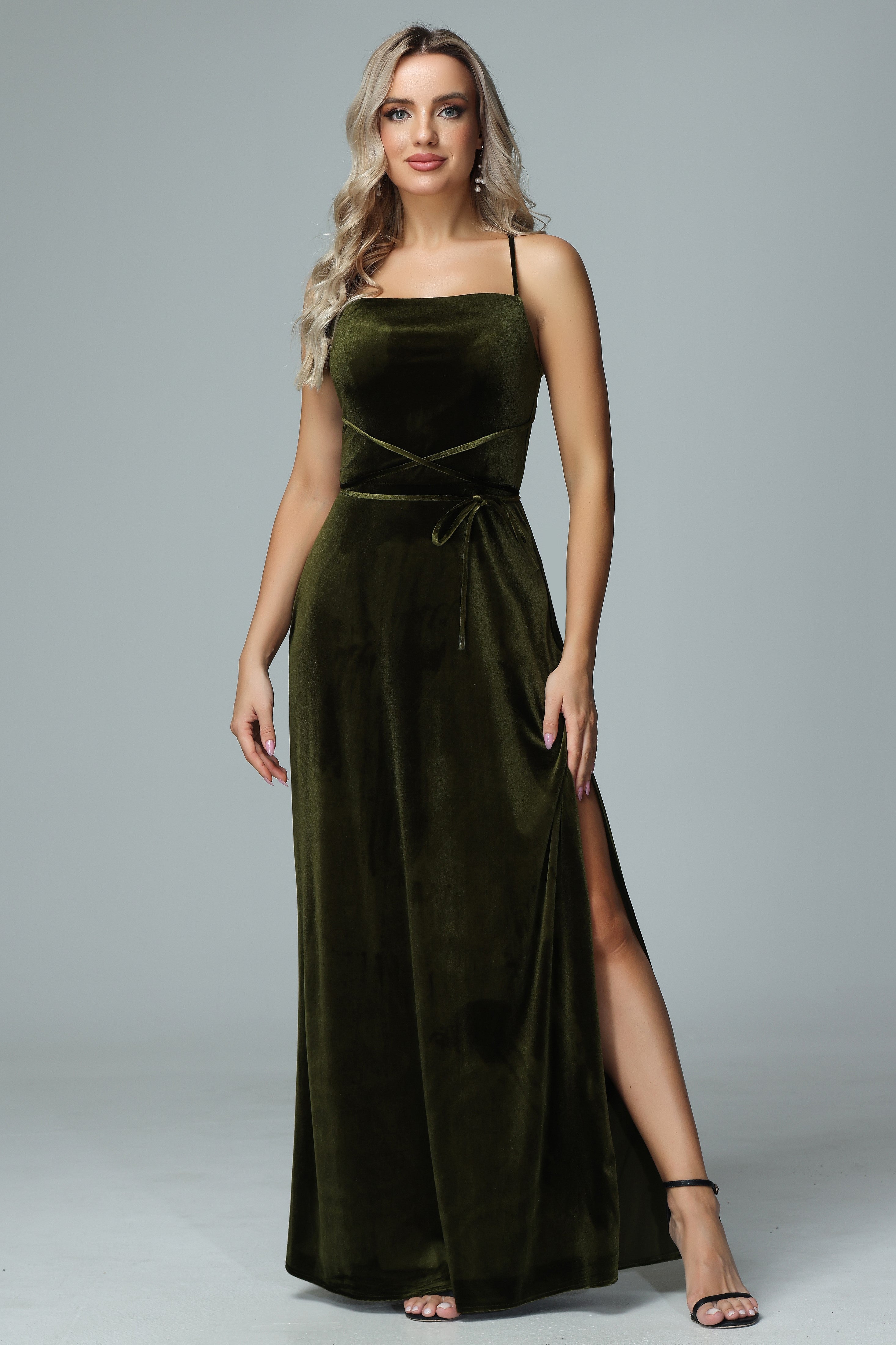 Spaghetti Straps Velvet Floor Length Bridesmaid Dress Spaghetti Straps Velvet Floor Length Bridesmaid Dress
