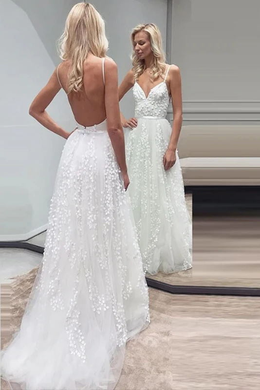 Ombreprom Wedding Dress Spaghetti Straps Backless Long Zipper Back Beauty Bridal Gown Ombreprom Wedding Dress Spaghetti Straps Backless Long Zipper Back Beauty Bridal Gown