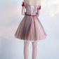 Burgundy Off Shoulder Short/Mini Cocktail Dress With Flower Lace-up Wedding Dress - Ombreprom