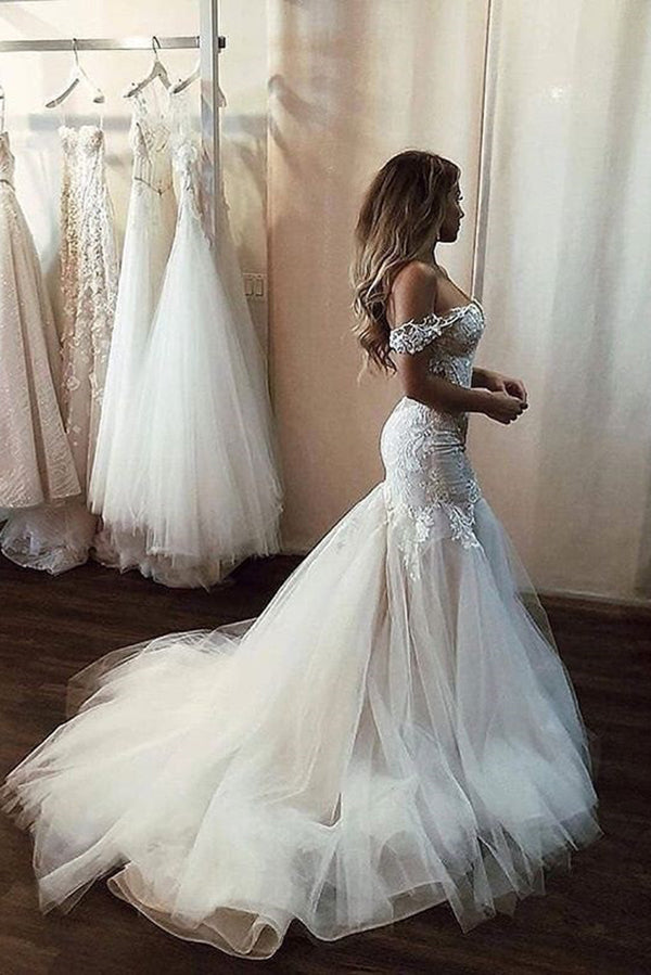 Ombreprom Wedding Dress Beauty Off Shoulder Sheath Lace Appliques Bridal Dress Ombreprom Wedding Dress Beauty Off Shoulder Sheath Lace Appliques Bridal Dress