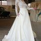 Sexy Long Sleeve See Through V-neck Lace Appliques Wedding Dresses W328