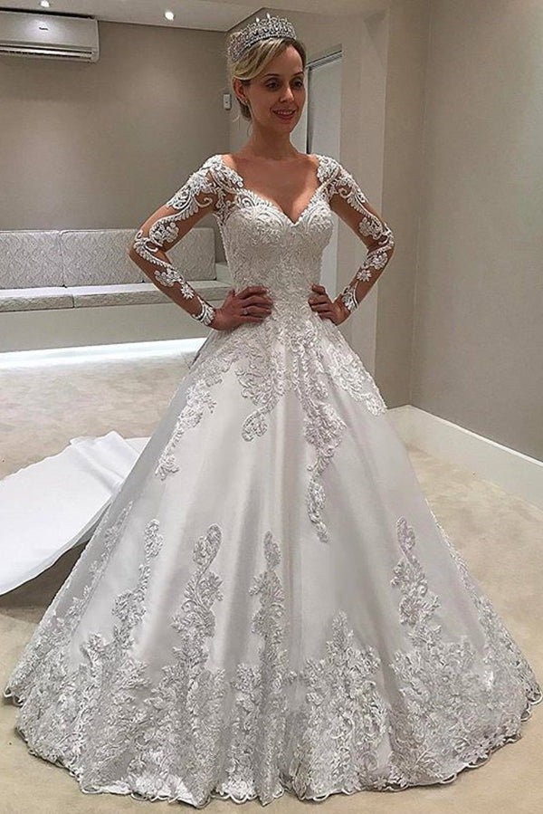 Grey Wedding Dress With Sleeves Lace Grey Gown Long Sleeve Elegant