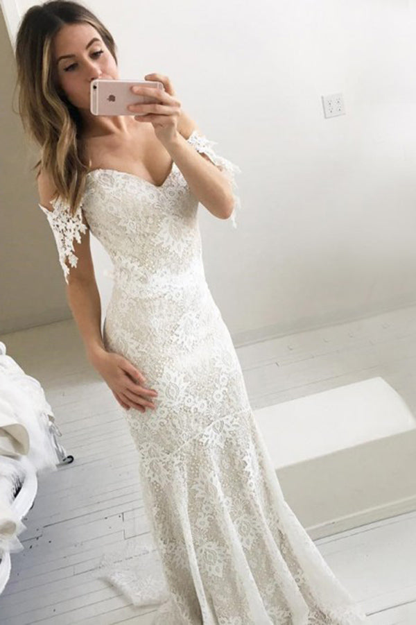 Romantic Sweetheart Spaghetti Straps Lace Wedding Dresses with Appliuqes W518 Romantic Sweetheart Spaghetti Straps Lace Wedding Dresses with Appliuqes W518