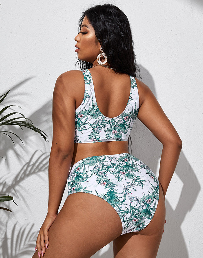 OmbreSwim - Light Green High-Waist Bikini Suit