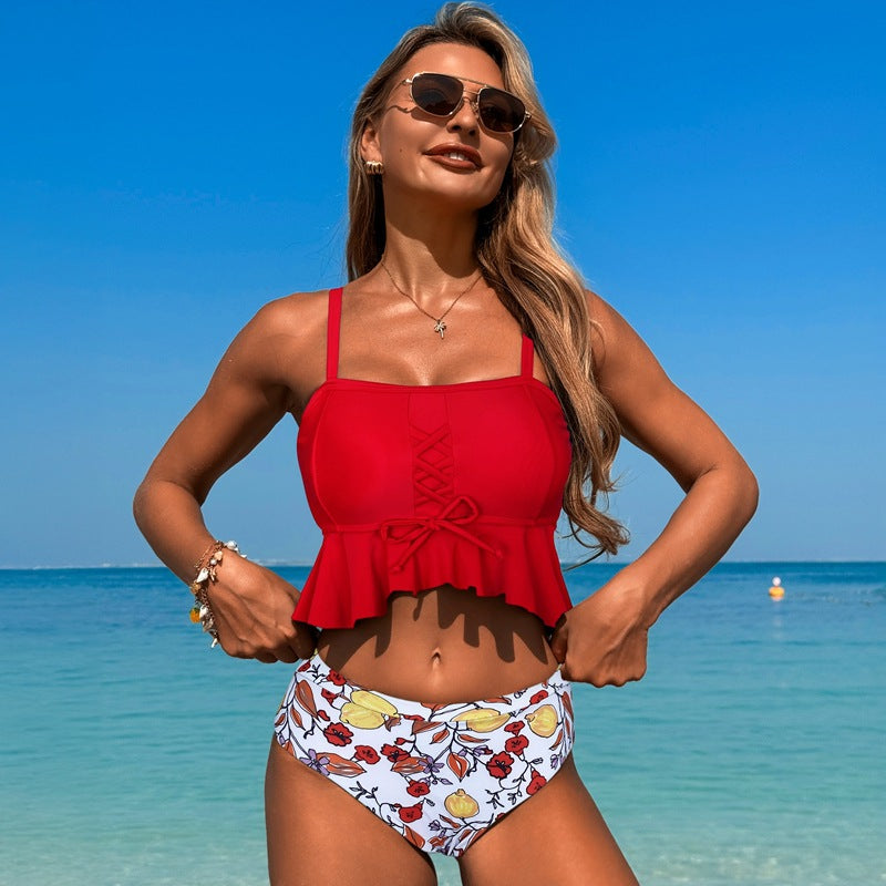 OmbreSwim - Women's Two Pieces Bikini Set Ruffle Falbala Swimwear Bathing Suits