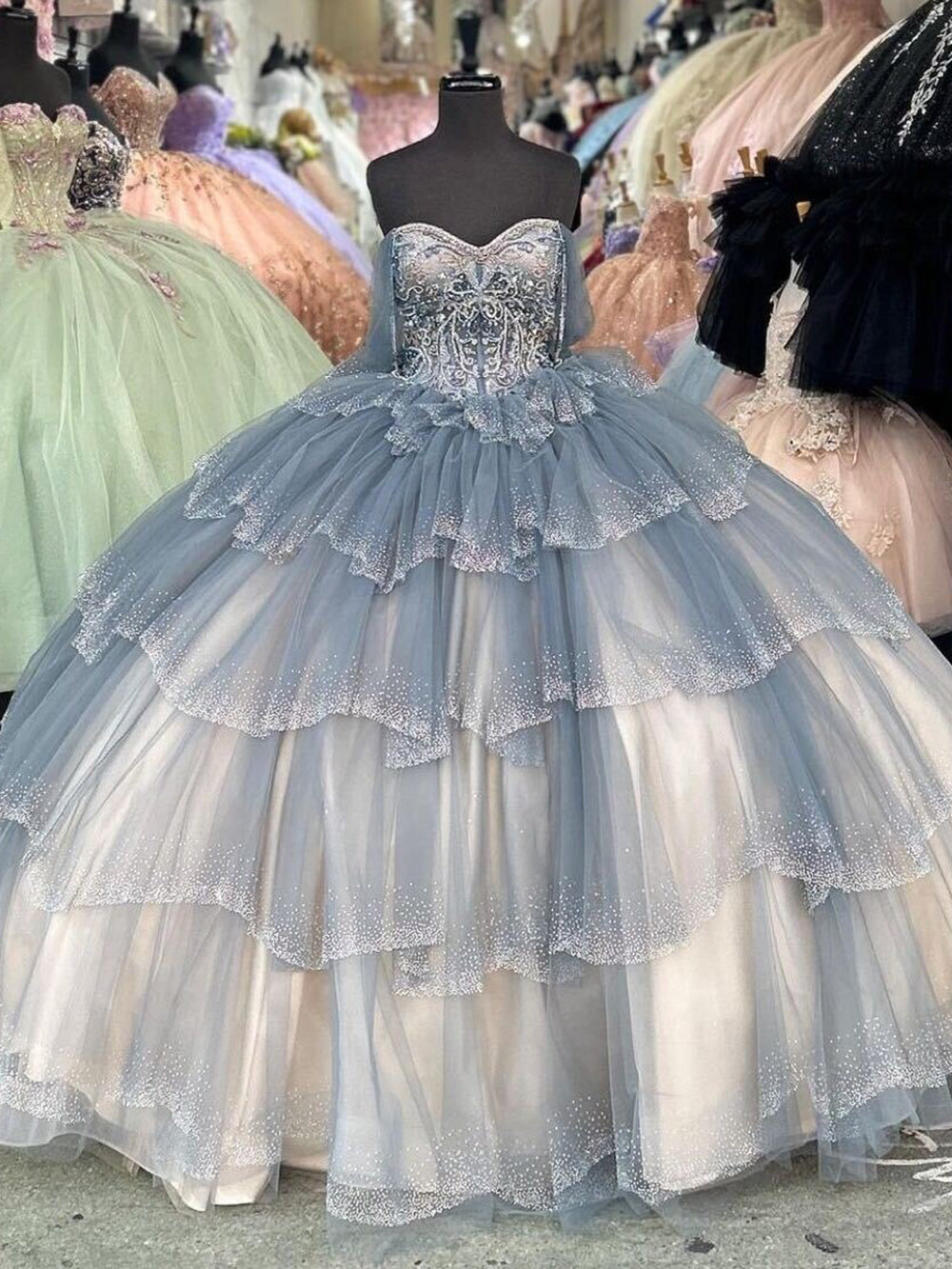 Gorgeous & Chic Ball Gown Off Shoulder Tiered Ruffles Princess Quinceanera Dress Evening Party Dress Ball Gown Birthday Party Dress for Sweet 16