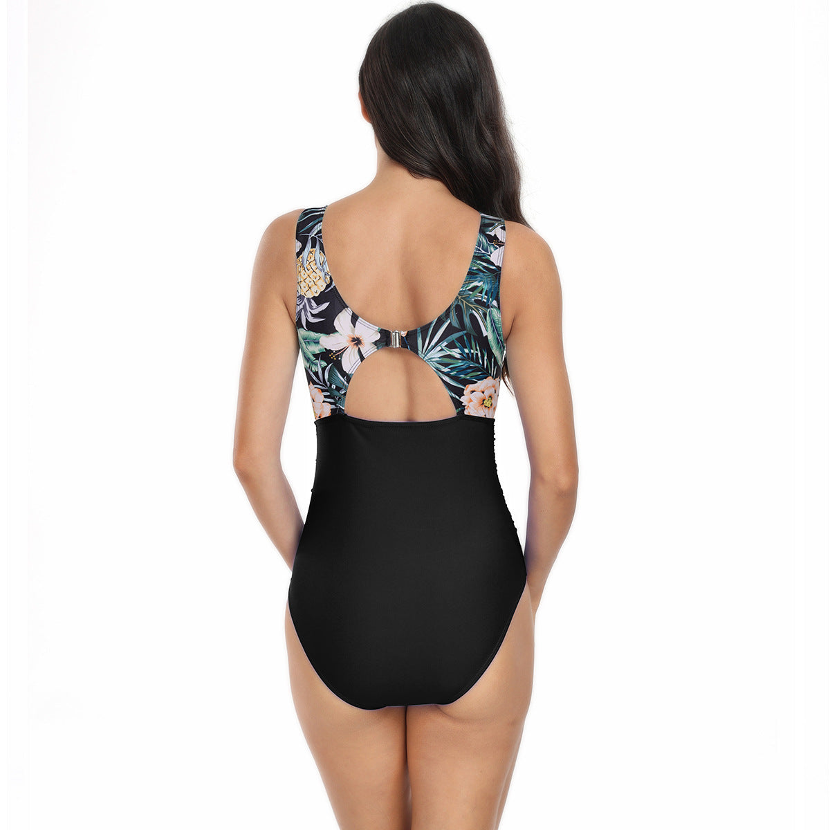 OmbreSwim - Womens One Piece Swimsuits Tummy Control Slimming Bikini Sets V Neck Printing Mesh Sheer Bathing Suit