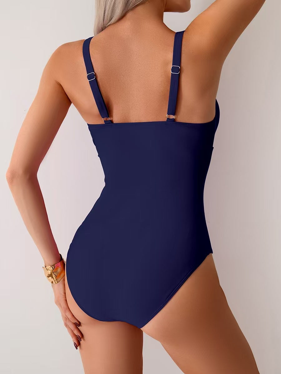 OmbreSwim - Women's One Piece Swimsuit Sexy Mesh Sheer Tummy Control Bathing Suit Cross Twist Front Swimwear