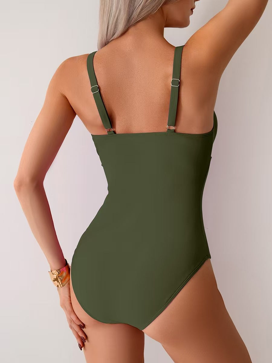 OmbreSwim - Women's One Piece Swimsuit Sexy Mesh Sheer Tummy Control Bathing Suit Cross Twist Front Swimwear