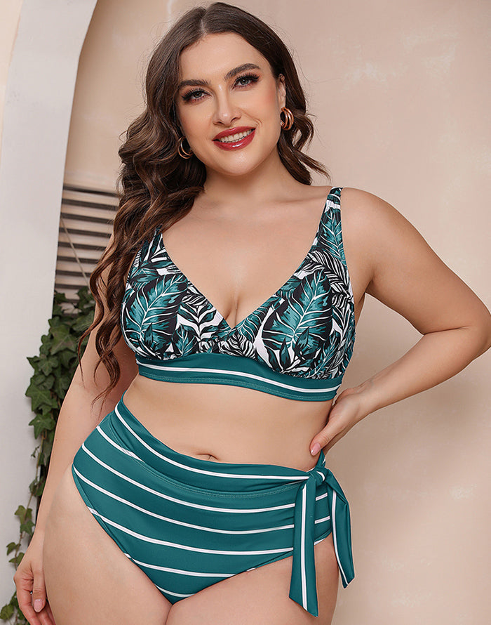 Ocevara Printed Stripe Plus Size Bikini - image 6