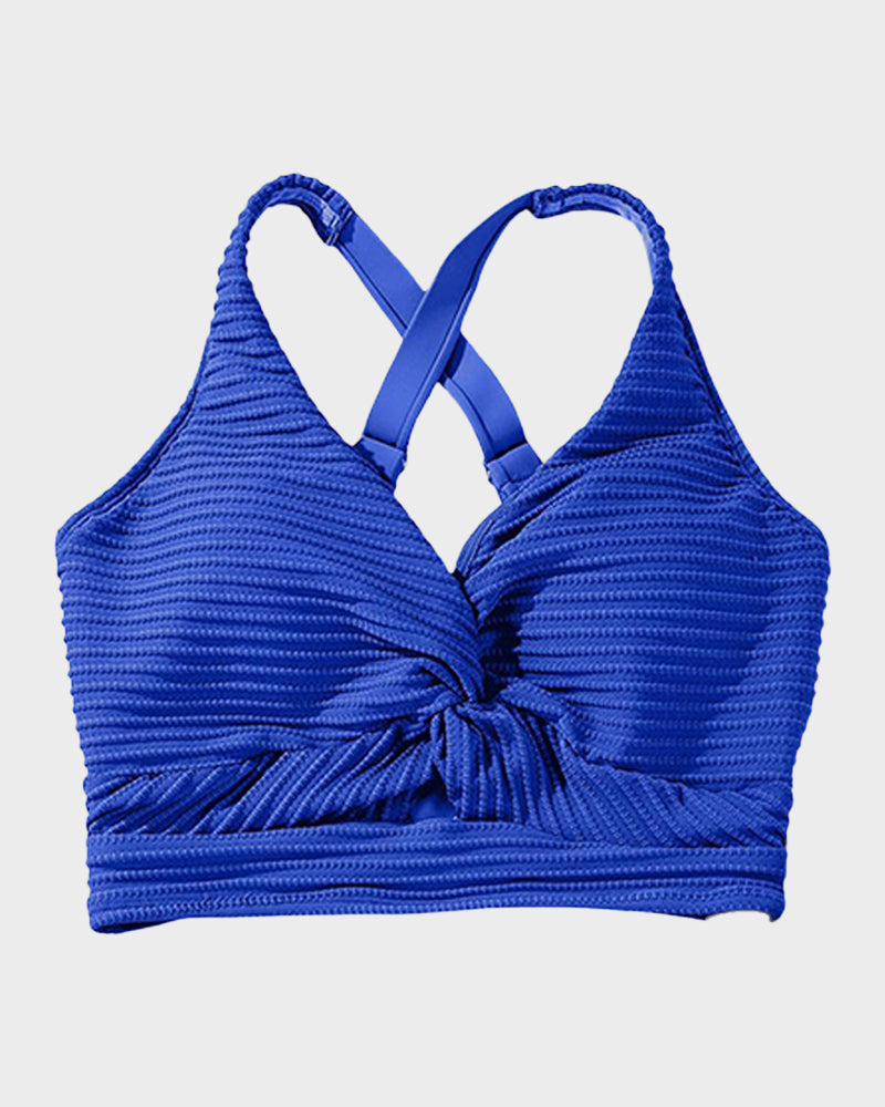OmbreSwim - Textured Knot-Front High-Waisted Bikini Set