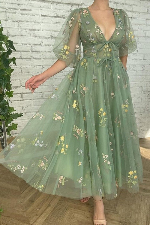 Round Neck Short Sleeves Ankle-Length Flower Girl Party Dress with Sequins main image 1