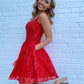 Cute Red A Line Tulle Zipper Back Short Homecoming Dresses