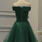 Dark Green Strapless A Line Appliques Tulle Homecoming Dresses