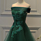 Dark Green Strapless A Line Appliques Tulle Homecoming Dresses