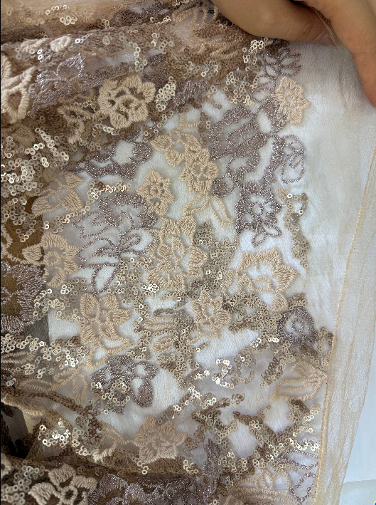 Champagne V-Neck Lace Embroidered Fitted Mother of the Bride Dress with Cap Sleeves and Matching Shawl