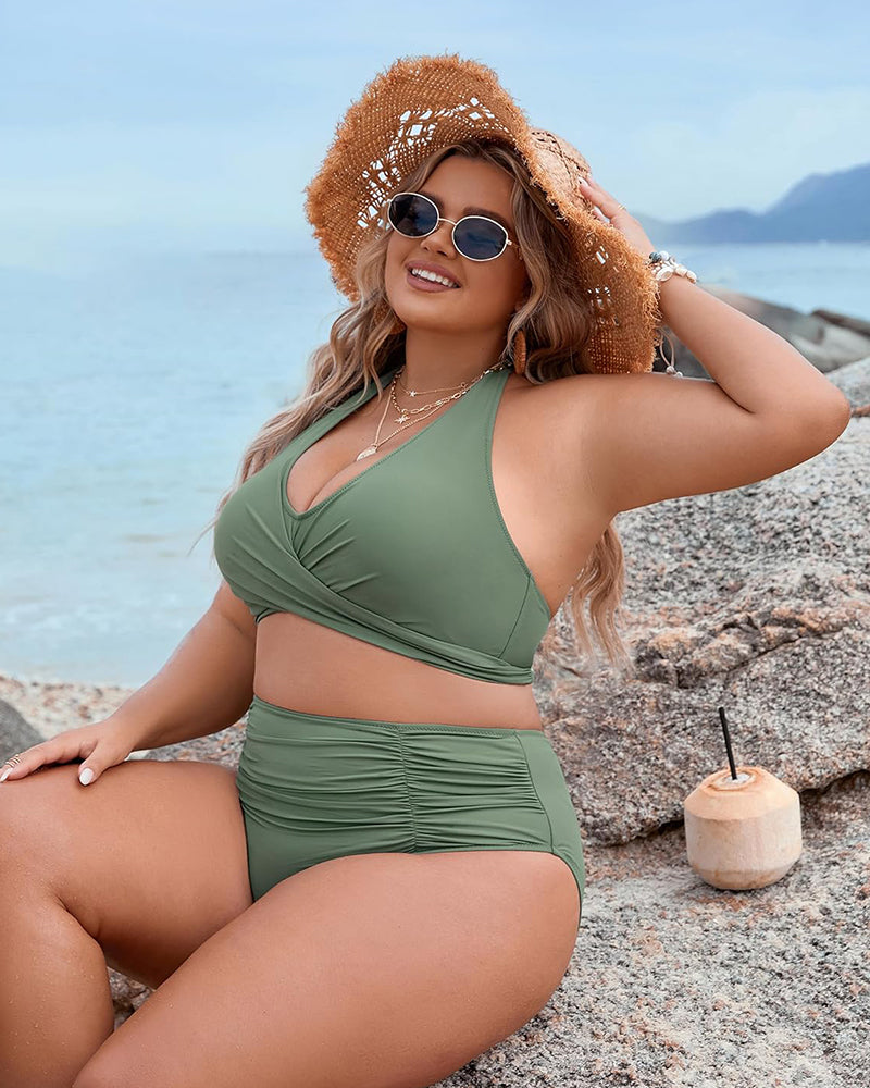 OmbreSwim - Tummy Control Bathing Suits Modest High Waisted Bikini Sets