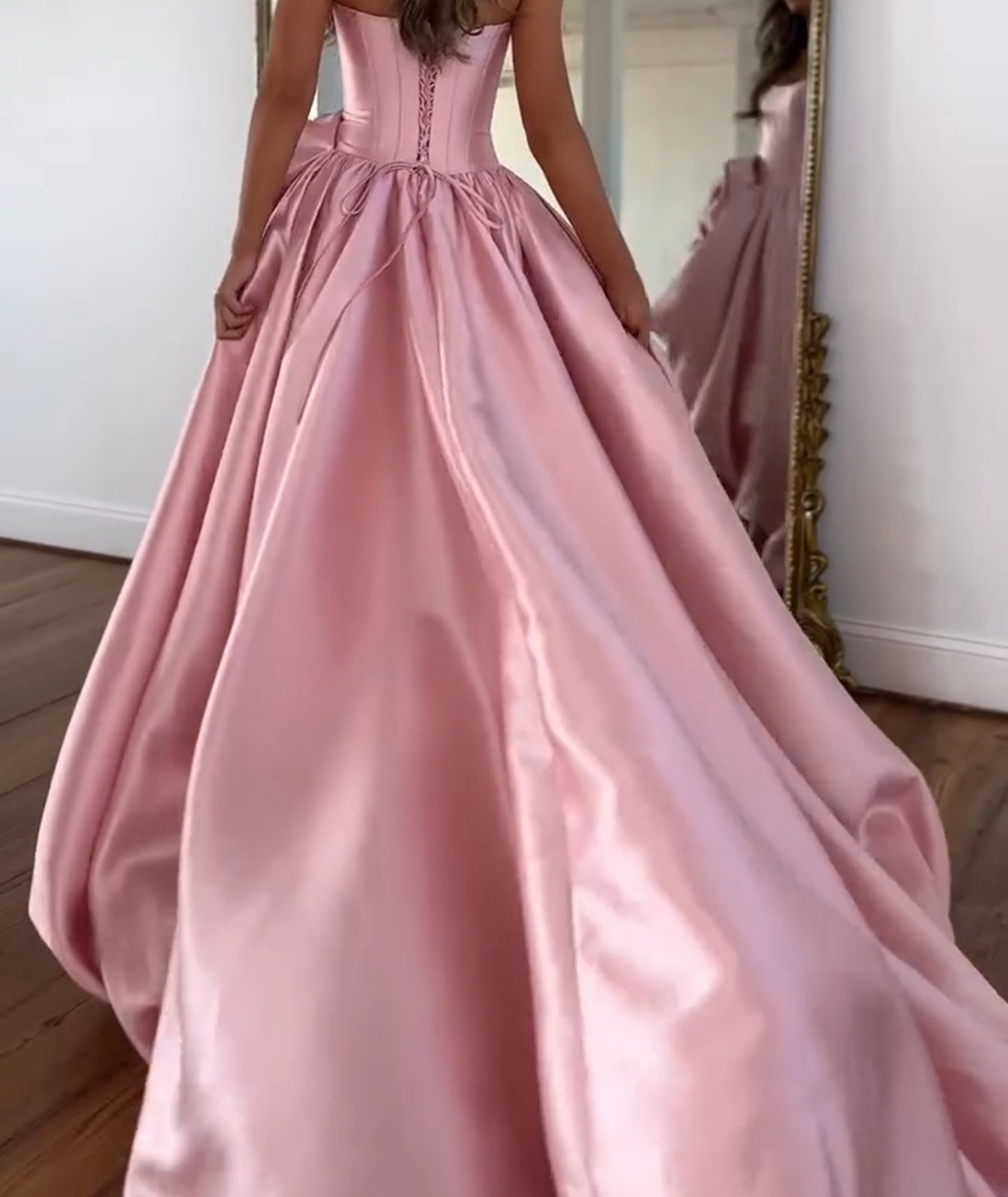 Derachable Hand Made Flower Bodice Ball Gown Prom Dress - Pink
