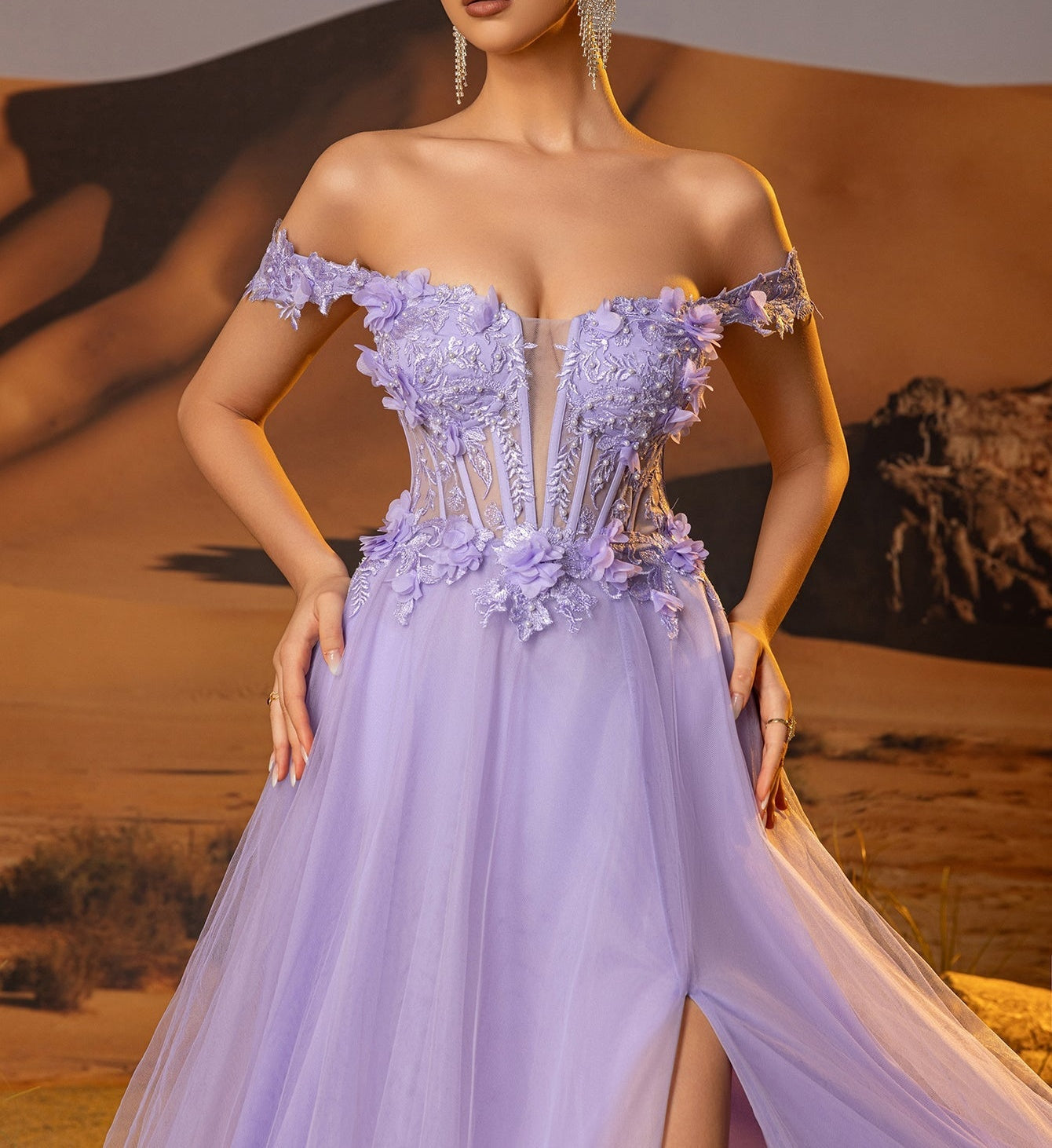 beaded prom dresses Hand Made Floral Beaded Prom Dress With Split