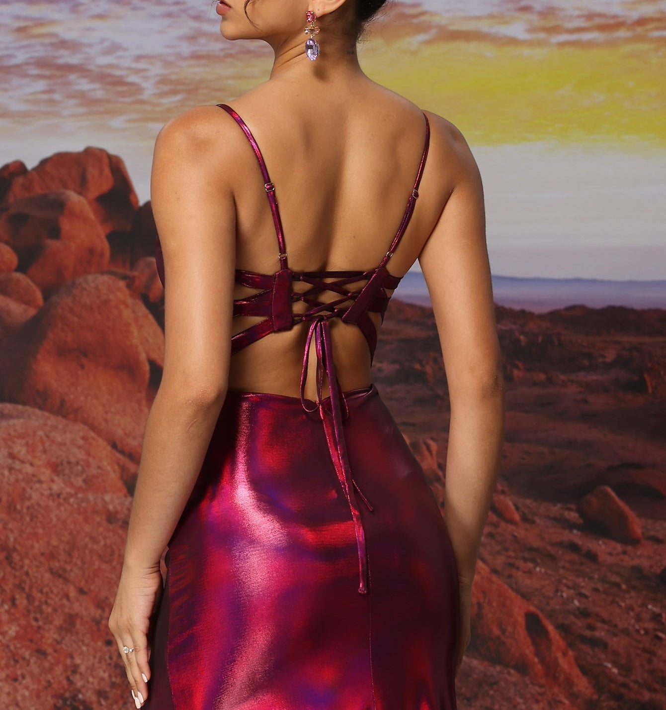 Deep V-Neck Mermaid Long Prom Dress With Split - Burgundy