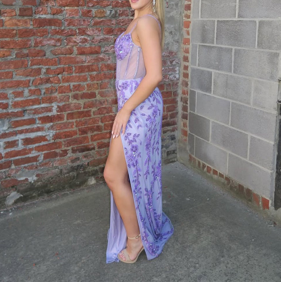 lilac corset prom dress Sparkly Prom Dresses Sweetheart Corset Spaghetti Straps Formal Gowns –  alinanova main image 1