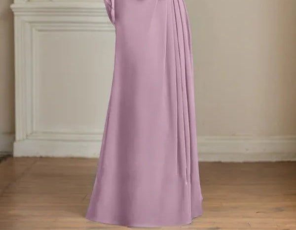 A-Line/Princess Scoop Floor-Length Mother of the Bride Dresses with Pleated & Sequins