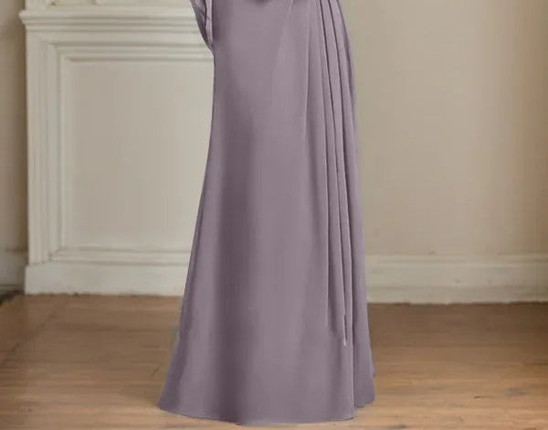 A-Line/Princess Scoop Floor-Length Mother of the Bride Dresses with Pleated & Sequins