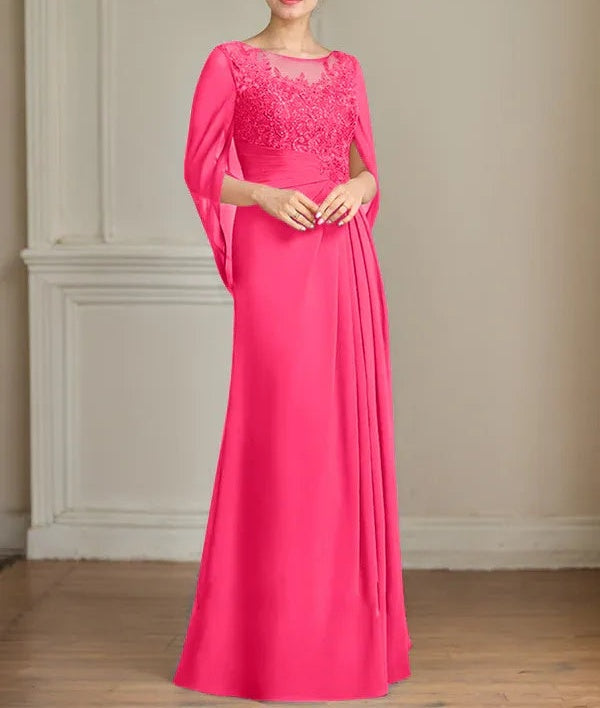 A-Line/Princess Scoop Floor-Length Mother of the Bride Dresses with Pleated & Sequins
