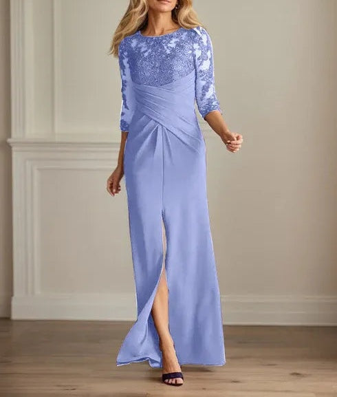 Plum Sheath Lace Stretch Crepe Mother of the Bride Dress