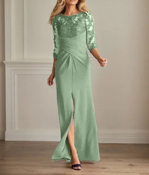 Plum Sheath Lace Stretch Crepe Mother of the Bride Dress