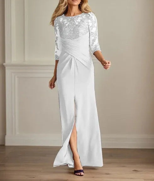 Plum Sheath Lace Stretch Crepe Mother of the Bride Dress