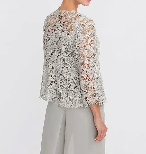 3 Piece Chiffon Square Neck Mother of the Bride Pantsuits with Jacket