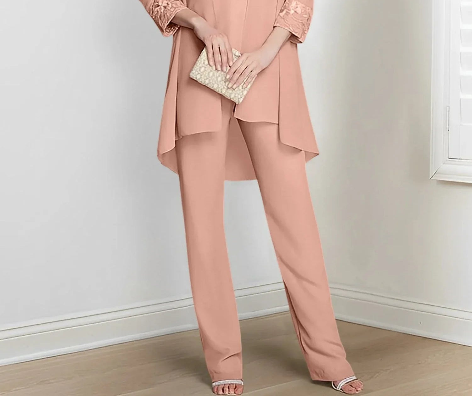 Chiffon Long Sleeves Mother Of The Bride Pantsuits With Jacket