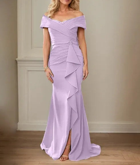 Sheath/Column V-Neck Illusion Floor-Length Lace Chiffon Mother of the Bride Dress With Pleated Sequins