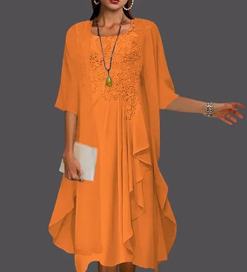 Two Piece A-Line Chiffon Lace Sleeveless Jacket Dresses with Pleats Appliques
