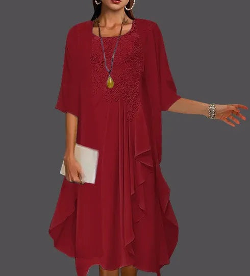 Two Piece A-Line Chiffon Lace Sleeveless Jacket Dresses with Pleats Appliques
