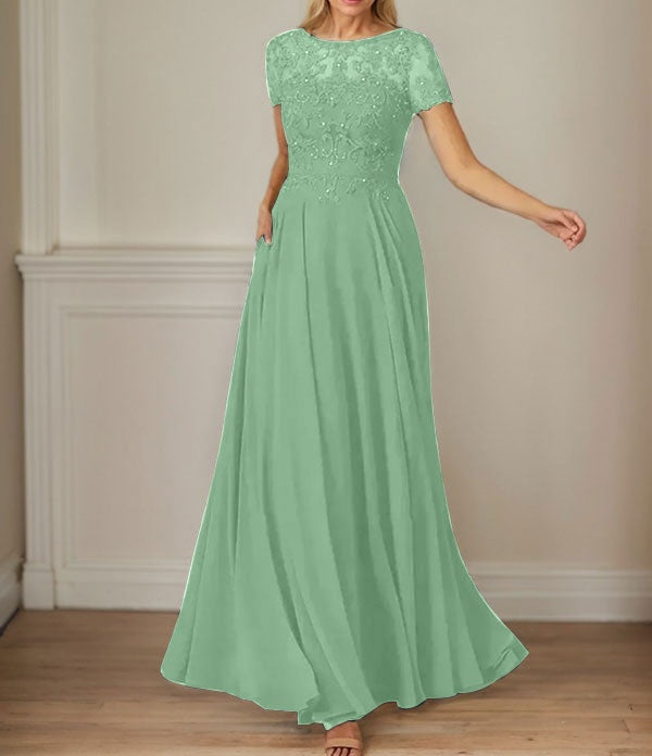 Dark Navy A-Line Boatneck Sequins Chiffon Dress
