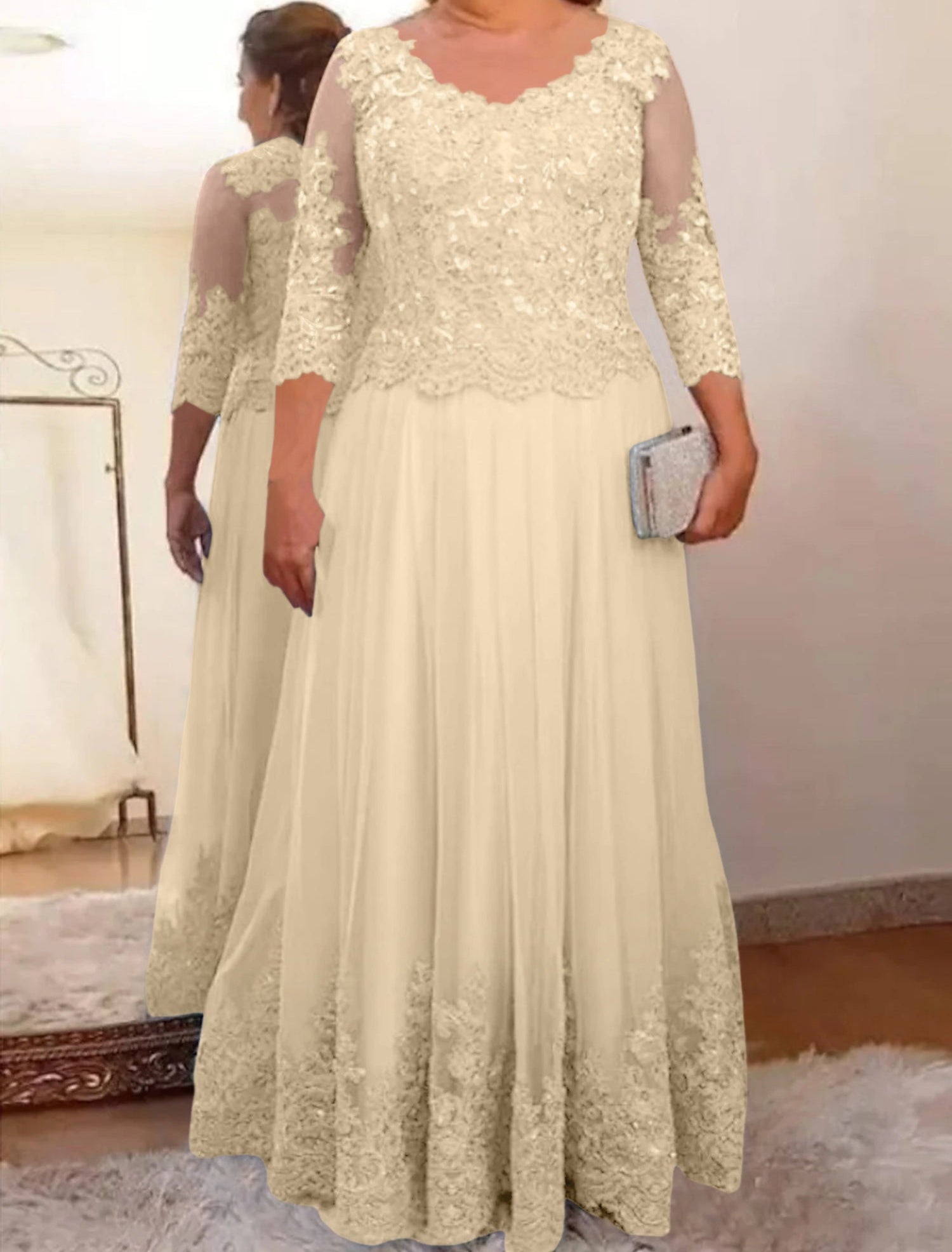A-Line/Princess Tulle Mother of the Bride Dresses with Applique