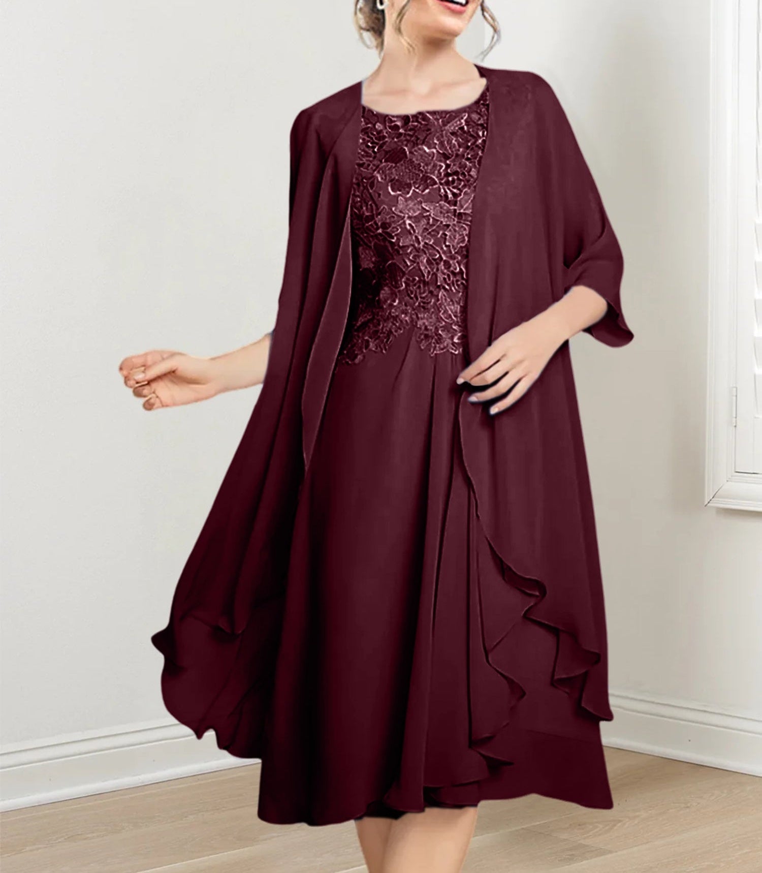 A-Line/Princess Scoop Knee-Length Mother of the Bride Dresses